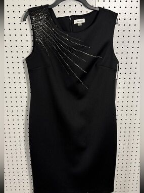 calvin klein embroidered mesh dress CALVIN KLEIN Illusion Embroidered Floral Mesh Sheath Cocktail Party Dress 6 $148